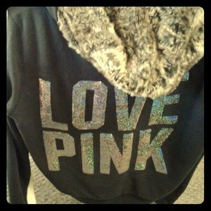 Victoria Secret Pink Zipdown Hoodie&pants BLING LG